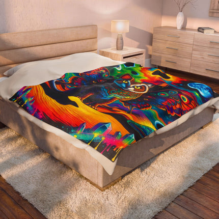 PSYCHEDELIC BUNNOWFLY Trippy Lush Blanket