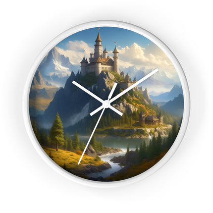 MEDIEVAL CASTLE FALLS Wall Clock - Waterfall Fantasy Landscape Decor