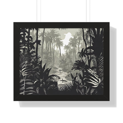 Wall Decor, Jungle Scene, Framed Wall Hanging, Black Shadow Print, Nature Scene Picture, Living Room Poster, Office Scenery