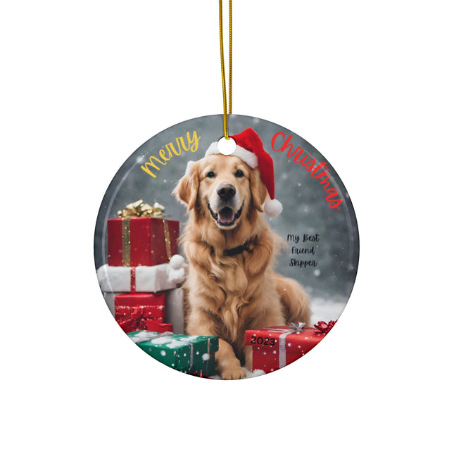 PERSONALIZED GOLDEN RETRIEVER Ceramic Christmas Ornament