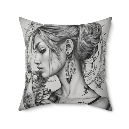 ROSE FLOWERED WOMAN Decorative Pillow