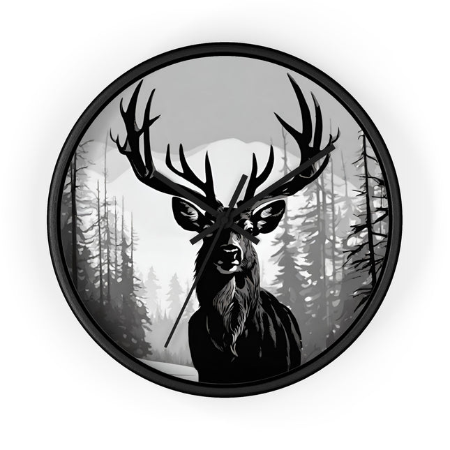 BIG BUCK HUNTER Wall Clock - Snowy Mountain Deer Hunting Decor