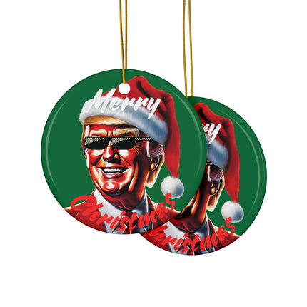 TRUMP MERRY CHRISTMAS Green Ornament