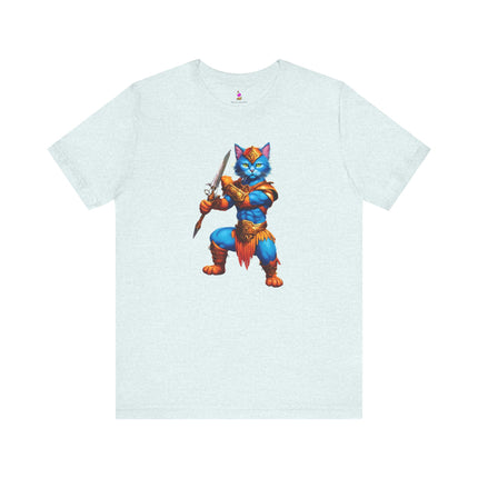 BLUE WARRIOR HULK CAT T-Shirt - Funny Superhero Feline Art Tee