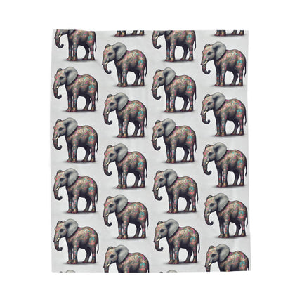 Elephant Blanket Gift | Flower Pattern Animal Lover Warm Fleece Throw | Majestic Jungle Safari Kingdom Bed or Couch Cover Sheet