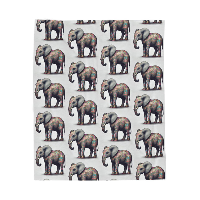 Elephant Blanket Gift | Flower Pattern Animal Lover Warm Fleece Throw | Majestic Jungle Safari Kingdom Bed or Couch Cover Sheet