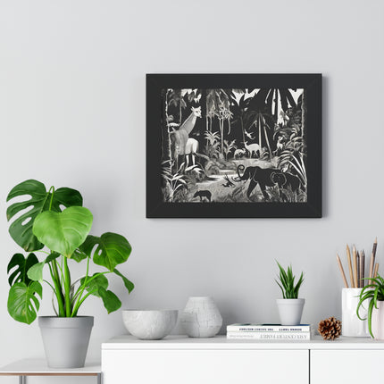 Animal Kingdom Print, Jungle Wall Decor, Elephant Picture, Shadow Wall Hanging, Giraffe Picture, Living Room Poster, Office Scenery