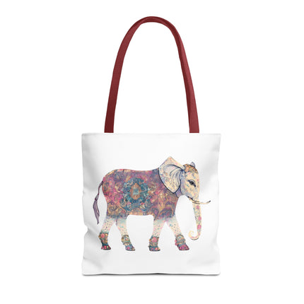 Elephant Lovers Tote | Majestic Color Pattern Custom Grocery Bag | Animal Gift Office Travel Carrier | Wild Woodland Business Traveler