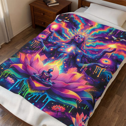 DIVINE LOTUS GODDESS Psychedelic Blanket