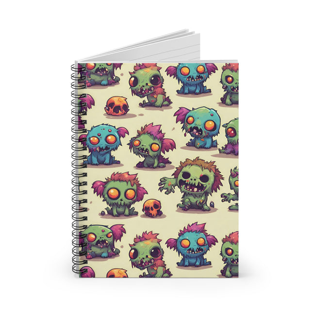 Kids Zombie Monster Fun Spiral Notebook | Gross Out Furry Creatures Colorful Rule Line Paper | Cute Fuzzy Tiny Monsters Child School Journal