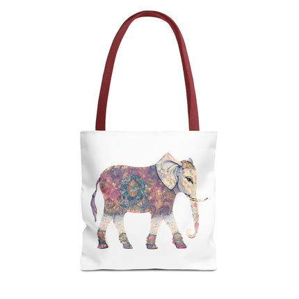 Elephant Lovers Tote | Majestic Color Pattern Custom Grocery Bag | Animal Gift Office Travel Carrier | Wild Woodland Business Traveler