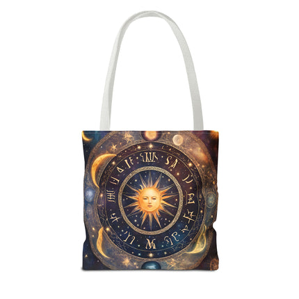 Moon Phases Tote Bag | Lunar Cycle Astronomy Wiccan Grocery Bag | Solstice Home Office Laptop Carrier | Solar System Travel Overnight Gift