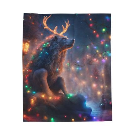Mythical Beasts Christmas Blanket, Kids Adults Mystical Animal Plush Throw, Festive Fantasy Lovers Gift, Snow Creatures Holiday Twin Cover