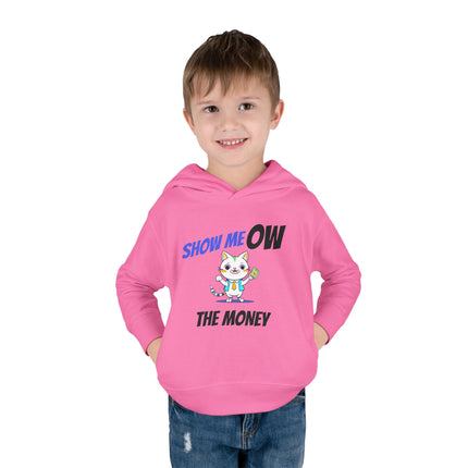 Funny Cat Toddler Hoodie, Boys or Girls Show MeOW The Money Cute Saying Graphic Fleece Pullover