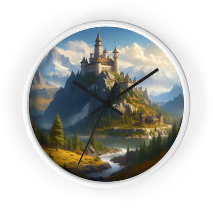 MEDIEVAL CASTLE FALLS Wall Clock - Waterfall Fantasy Landscape Decor