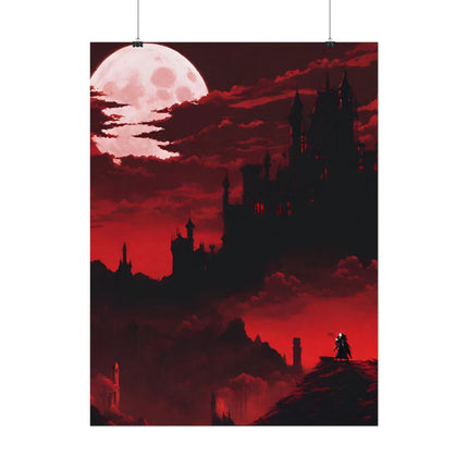 Castlevania Simon Belmont Video Game Room Inspired Wall Decor | The Cursed Night Begins Poster | Dracula Castle Vampire Night Wall Hanging