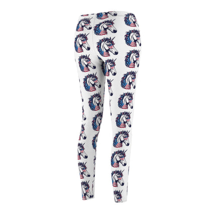 Patriotic Unicorn Skinny Leggings, United States Freedom Loving Horse Lounge Tights, US Election Elastic Exercise Jogging Pattern Yoga Pants