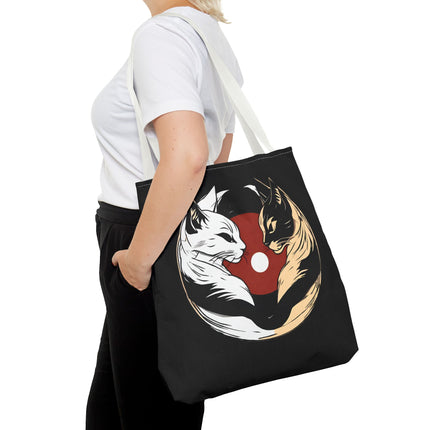 Cat Lovers Tote | Moon Lit Love Cat Grocery Bag | Feline Frisky Office Travel Carrier | Moonlight Kittens Cotton Traveler Tote