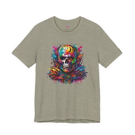 UNHOODED SKELETON 80's Cartoons Splash Graffiti Style T-Shirt - Retro Street Art Tee