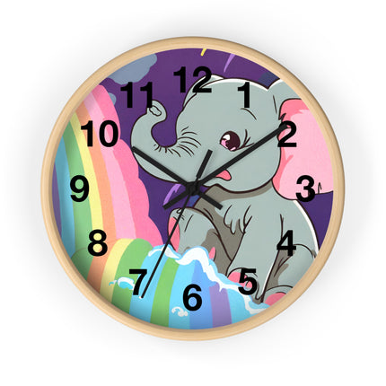 RAINBOW FALLS ELEPHANT Wall Clock - Kids Room Nursery Animal Decor