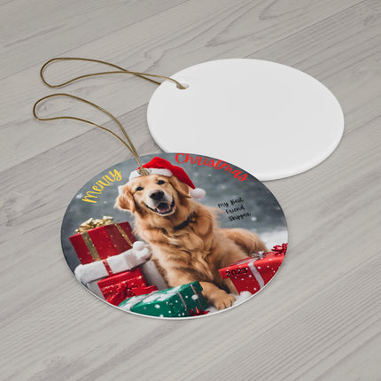 PERSONALIZED GOLDEN RETRIEVER Ceramic Christmas Ornament