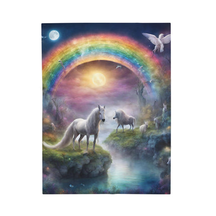 SUN AND MOONSCAPE FANTASY RAINBOW Blanket - Mystical Horse Dreamlight Childrens Bed Throw