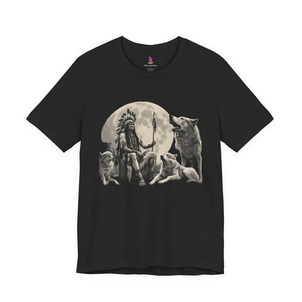 CHIEF OF WOLF MOON T-Shirt - Native American Wolf Spirit Tee