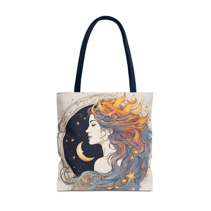 Moon Goddess Tote | Lunar Stars & Space Astronomy Grocery Bag | Laptop Book Carrier | Home Office Solar System Travel Overnight Gift