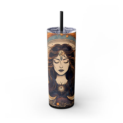 SUN & MOON GODDESS Skinny Tumbler - Lunar Astronomy Wiccan Dreams Cup