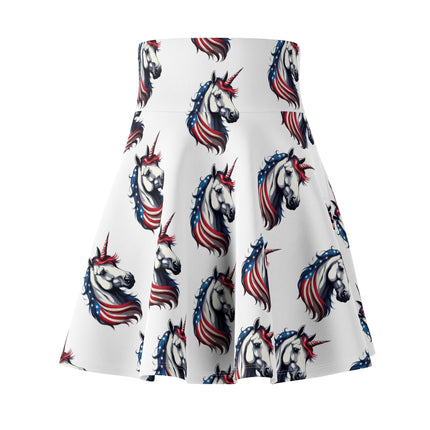 Patriotic Unicorn Skater Skirt | United States America Freedom Election Voter Summer Fall Wear | Patriot Loving American Veteran Womens Gift