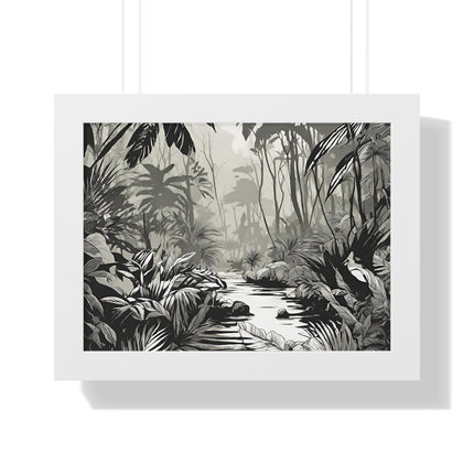 Wall Decor, Jungle Scene, Framed Wall Hanging, Black Shadow Print, Nature Scene Picture, Living Room Poster, Office Scenery