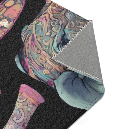 MARCH OF THE ELEPHANTS Floral Collage Area Rug