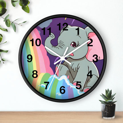 RAINBOW FALLS ELEPHANT Wall Clock - Kids Room Nursery Animal Decor