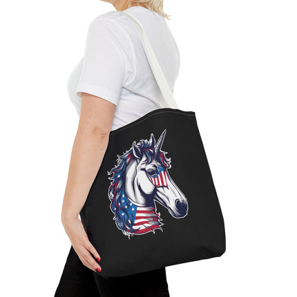 Patriotic Unicorn Gift Tote | American Flag Election Grocery Bag | United States Flag Freedom Lovers Office Travel Carrier | Patriot Sack