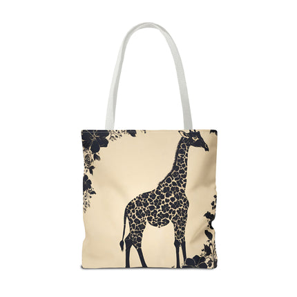 Giraffe Lovers Tote | Floral Safari Animal Grocery Bag | African Savanna Office Travel Carrier | Grassland Wood Forest Cotton Traveler