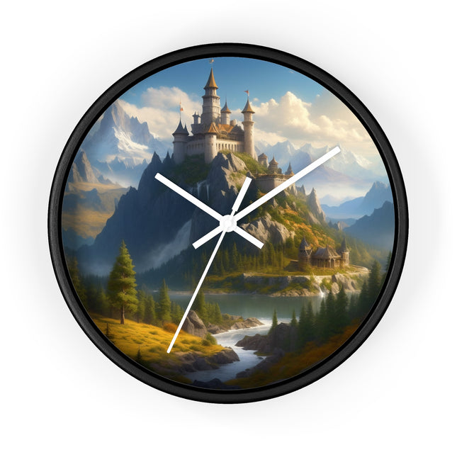 MEDIEVAL CASTLE FALLS Wall Clock - Waterfall Fantasy Landscape Decor