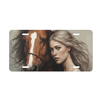 Beautiful Farmgirl Horse Breeder Car License Vanity Plate, Attractive Woman Ranch Stallion Rider Aluminum Wall Hanging Gift