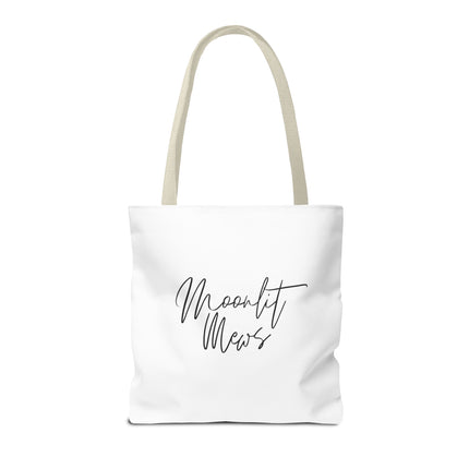 Cat Tote Bag | Moon Light Cats | Emerald Green Eyes Grocery Bag | Moonlit Mews Print Shopping Bag | Two Sided Office Carrier