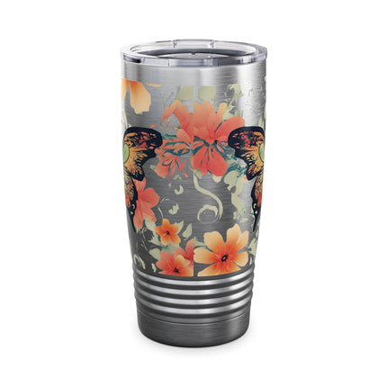 BUTTERFLY Tumbler - Flying Insect Flower Pattern Travel Mug
