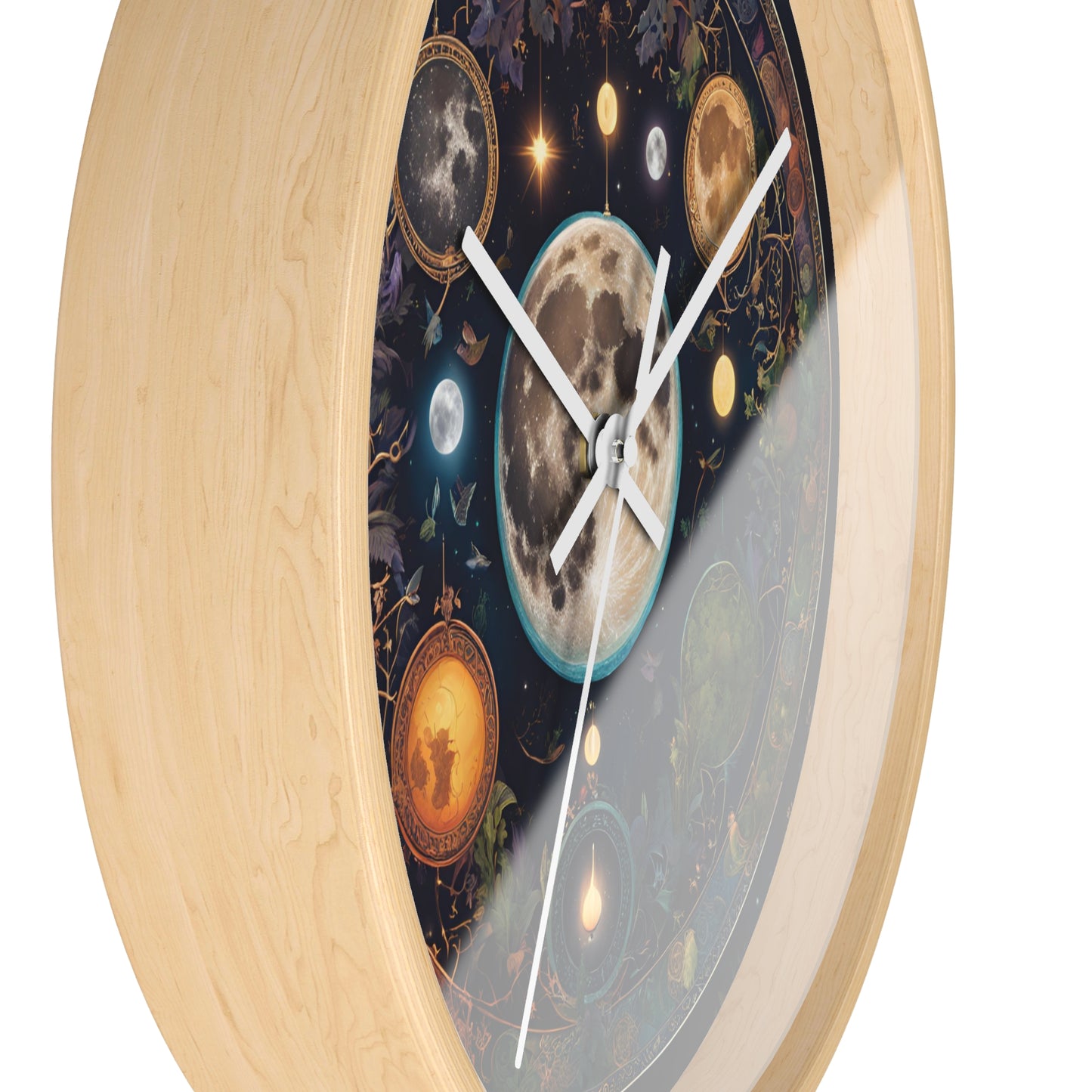 Moon, Sun and Earth Phases Wall Clock, Lunar Cycle Astronomy Home Decor, Solar System Wall Hanging, Celestial Office Art Gift