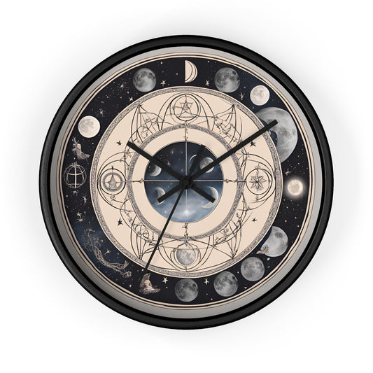 Moon Phases Wall Clock, Lunar Cycle Astronomy Home Decor, Solar System Wall Hanging, Celestial Office Art, Gift for Space Enthusiasts