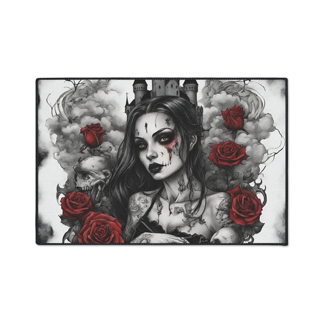 Withering Beauty Floor Mat, Rose Blossom Rug, Skull and Flowers Mat, Cloud Castle Rug