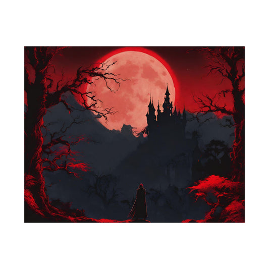 Castlevania Belmont Video Game Room Inspired Wall Decor | Cursed Ring of Lunar Blood Poster | Dracula Castle Vampire Night Wall Hanging
