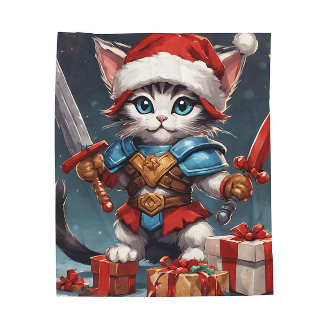 Christmas Blankets Kids Adults Blankets Velveteen Plush Blanket Cat Lovers Christmas Gift Santa Warrior Kitten Holiday Gift Cat Holiday Gift