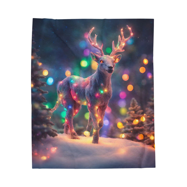 Mythical Deer Christmas Blanket, Kids Adults Mystical Lights Plush Throw, Festive Fantasy Lovers Gift, Snow Creatures Holiday Twin Cover