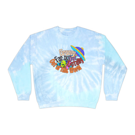 70s Retro Alien Spaceship UFO Sweatshirt | Groovy Far Out of This World Tye Dye Long Sleeve | Trippy Psychedelic Gift | Hippie Sweater Shirt