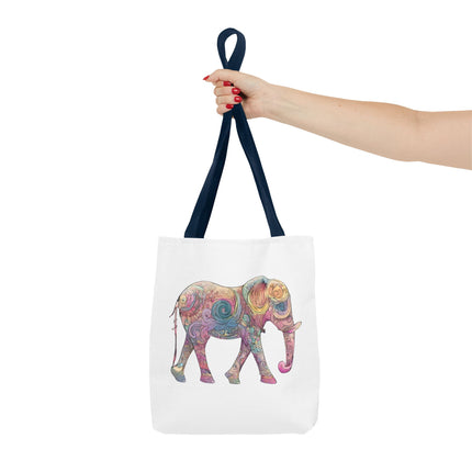 Elephant Lovers Tote | Majestic Color Pattern Custom Grocery Bag | Animal Gift Office Travel Carrier | Wild Woodland Business Traveler