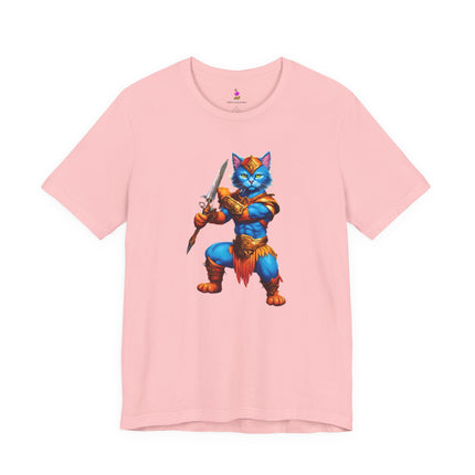 BLUE WARRIOR HULK CAT T-Shirt - Funny Superhero Feline Art Tee