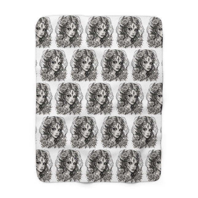 Flower Girl, Fantasy Blanket, Cracked Beauty, Angelic Rose, Pretty Goddess, Bedroom Cover, Couch Throw, Warm Cozy Sherpa Fleece