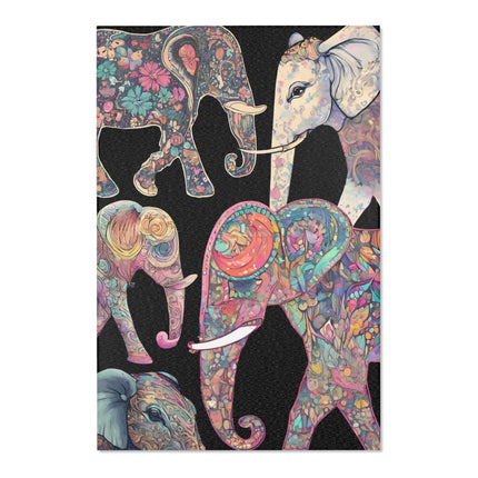 MARCH OF THE ELEPHANTS Floral Collage Area Rug